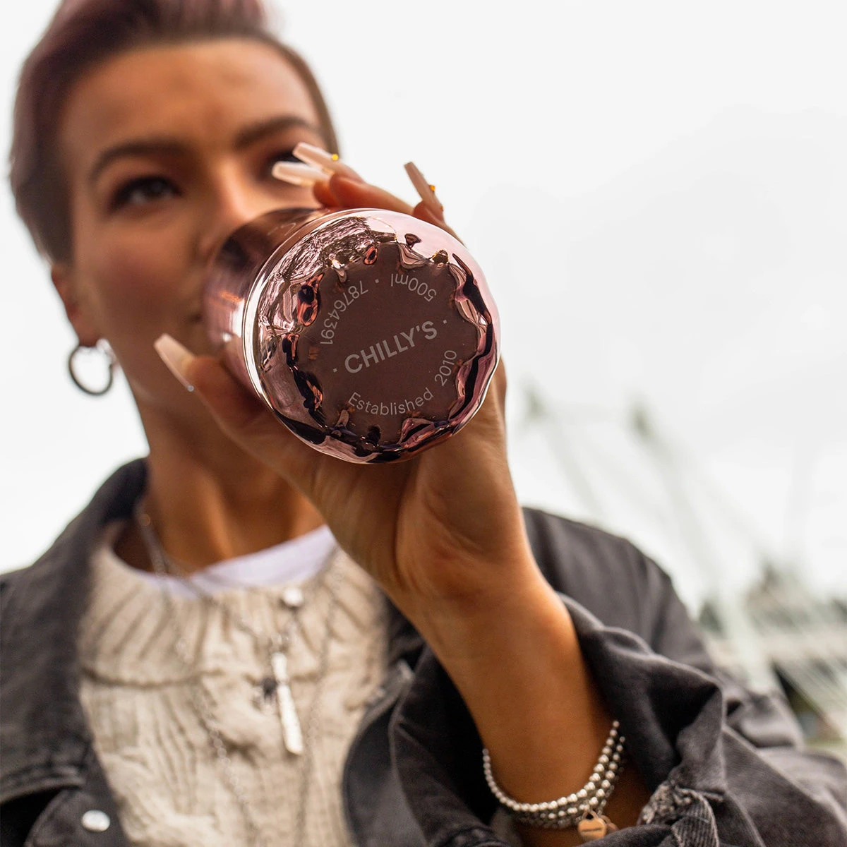 Trinkflasche Chrome Rose Gold 500ml – Bild 3