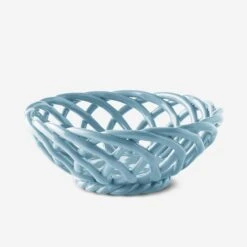 Sicilia Ceramic Basket Small Light Blue