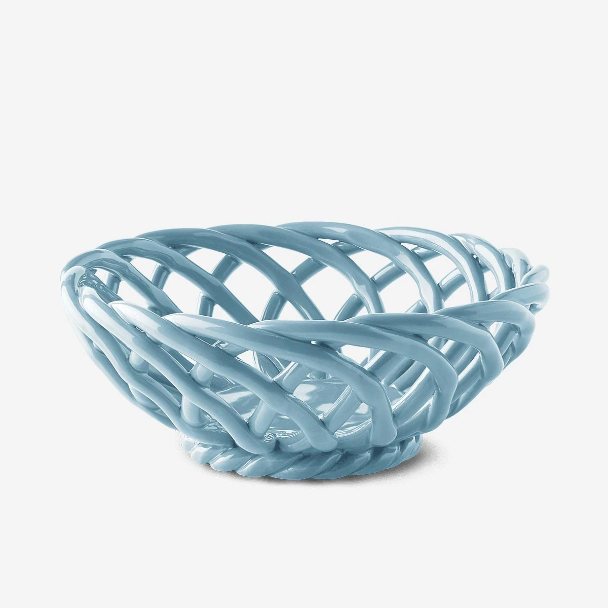 Sicilia Ceramic Basket Small Light Blue
