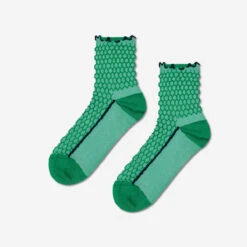 Happy Socks Structure Slinky Crew Socken - Green