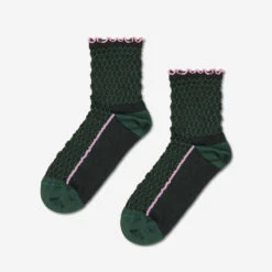 Happy Socks Structure Slinky Crew Socken - Dark Green