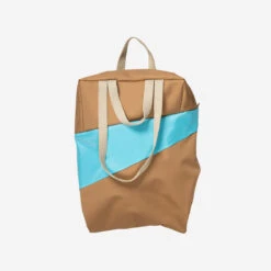 The New Tote Bag M Camel & Key Blue